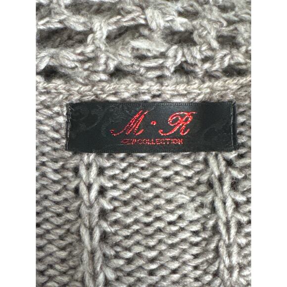 Vintage Taupe Gray Floral Faux Fur Trimmed Crochet Cardigan Toggle Closure XS/S - Picture 3 of 8